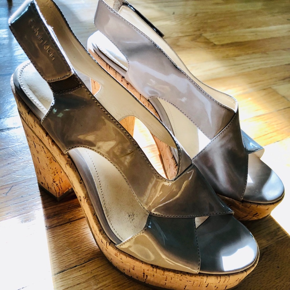 Calvin Klein stacked heels